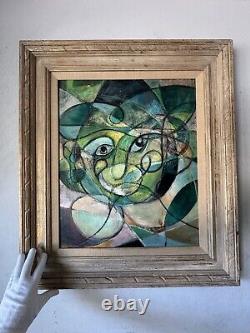 GREAT ANTIQUE MODERN ART ABSTRACT CUBIST OIL PAINTING OLD VINTAGE CUBISM 1950s