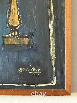 Giuseppe Gambino Antique Modern Abstract Still Life Oil Painting Old Surrealist