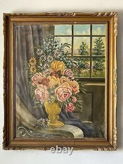 Gorgeous Antique French Impressionist Oil Painting Old Vintage Still Life Roses