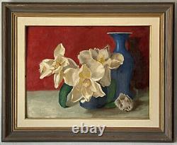 Gorgeous Antique Modern Still Life Impressionist Oil Painting Vintage Flowers 65