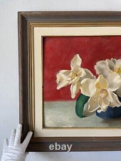 Gorgeous Antique Modern Still Life Impressionist Oil Painting Vintage Flowers 65