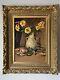 Gorgeous Antique Still Life Impressionist Oil Painting Old Flowers Roses 1946
