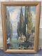 Great Large Antique Italian Cypress Trees? & Fountain Impressionist Oil Painting