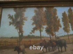 H. D Williams Oil Painting Large Antique Farm Landscape Impressionism Worker Old