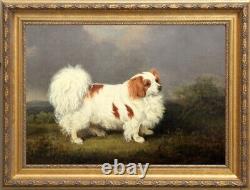 Handmade antique oil painting art animal Portrait dog on canvas 24x36