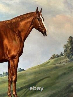 JAMES SLICK ANTIQUE CALIFORNIA WESTERN HORSE LANDSCAPE OIL PAINTING OLD 1960s