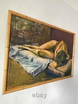 John LIM Antique Modern Figurative Woman Oil Painting Old Vintage Canadian 1964