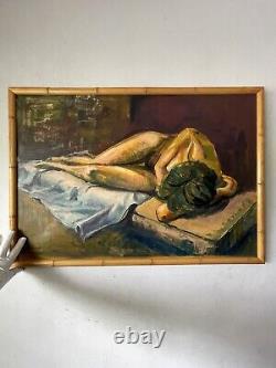 John LIM Antique Modern Figurative Woman Oil Painting Old Vintage Canadian 1964