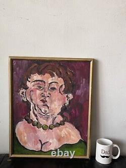 Kahn Antique Modern Expressionist Portrait Oil Painting Old Vintage Abstract 62