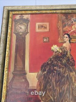 Karel Van Belle Painting Large Oil Antique Art Deco Estate Heirloom Pretty Woman