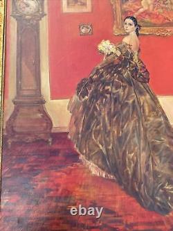 Karel Van Belle Painting Large Oil Antique Art Deco Estate Heirloom Pretty Woman