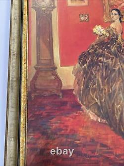 Karel Van Belle Painting Large Oil Antique Art Deco Estate Heirloom Pretty Woman