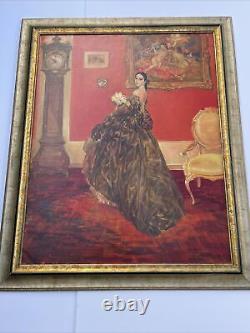 Karel Van Belle Painting Large Oil Antique Art Deco Estate Heirloom Pretty Woman