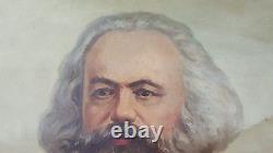 Karl Marx Large Original Antique Oil Painting on Canvas