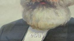 Karl Marx Large Original Antique Oil Painting on Canvas