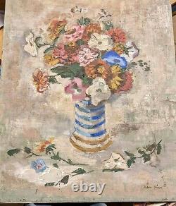 Karl Peter Diem (1890) SIGNED Floral Oil Painting Shabby Chic Antique Romantic