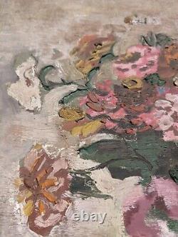 Karl Peter Diem (1890) SIGNED Floral Oil Painting Shabby Chic Antique Romantic