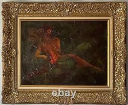 Kenneth Walters Antique Modern Abstract Reclining Woman Oil Painting Old Vintage