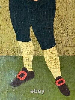 L Caruso Antique Modern Italian Folk Art Boy Oil Painting Old Vintage Italy 1960