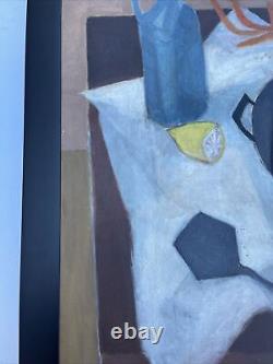 LARGE MID CENTURY ABSTRACT PAINTING Cubism Japanese Modernism Antique Ambo Rare
