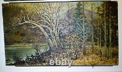 LG Antique Original Oil Painting Framed Canvas Signed W. A. Adams 52.5 X 28.5