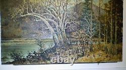 LG Antique Original Oil Painting Framed Canvas Signed W. A. Adams 52.5 X 28.5