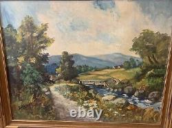 Landscape Large Oil Painting Detroit Publishing Co. Antique 43x34 Signed Rare