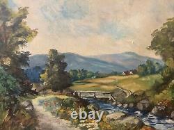 Landscape Large Oil Painting Detroit Publishing Co. Antique 43x34 Signed Rare