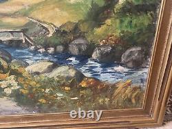 Landscape Large Oil Painting Detroit Publishing Co. Antique 43x34 Signed Rare