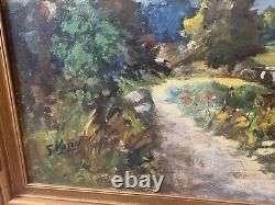 Landscape Large Oil Painting Detroit Publishing Co. Antique 43x34 Signed Rare