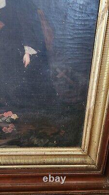 Large ANTIQUE OIL PAINTING On Canvas Jesus Religious Victoria Gold Trim FRAME