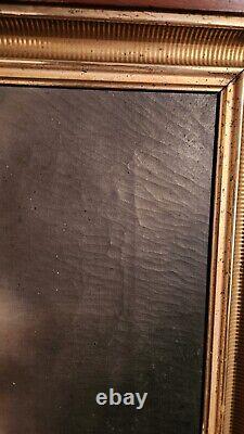 Large ANTIQUE OIL PAINTING On Canvas Jesus Religious Victoria Gold Trim FRAME