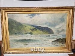 Large Antique 1881 Paul Jacob Naftel Original Oil On Canvas Painting Guernsey