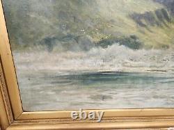 Large Antique 1881 Paul Jacob Naftel Original Oil On Canvas Painting Guernsey