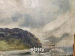 Large Antique 1881 Paul Jacob Naftel Original Oil On Canvas Painting Guernsey