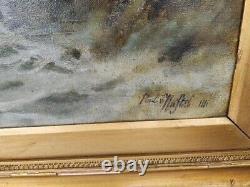 Large Antique 1881 Paul Jacob Naftel Original Oil On Canvas Painting Guernsey