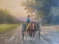 Large Antique 19th C. Oil On Canvas Landscape signed Albert Milton Listed Artist