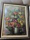 Large Antique Aa Still Life With Vase Of Flowers Oil Painting Signed/framed