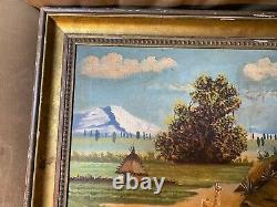 Large Antique Ecuadorian Landscape Oil On Canvas Painting Framed