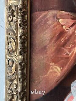 Large Antique Famous Woman Portrait Oil Painting Queen Margaret Theresa Spain