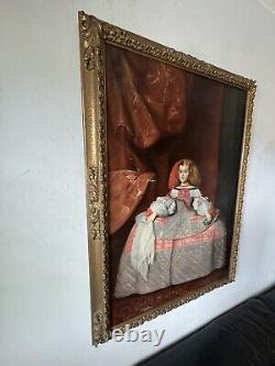 Large Antique Famous Woman Portrait Oil Painting Queen Margaret Theresa Spain