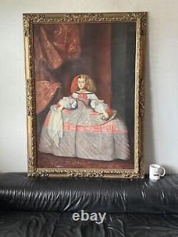 Large Antique Famous Woman Portrait Oil Painting Queen Margaret Theresa Spain