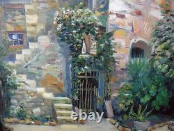 Large Antique Foster Jewell Carmel Mission Bell Tower Oil On Canvas Painting 49