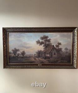 Large Antique German oil painting Signed By Konig. Early 20th Century