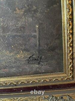 Large Antique German oil painting Signed By Konig. Early 20th Century