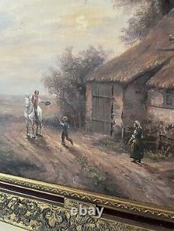 Large Antique German oil painting Signed By Konig. Early 20th Century