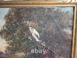 Large Antique Impressionist Painting Oil On Canvas Signed WR WATSON NEEDS WORK