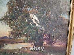 Large Antique Impressionist Painting Oil On Canvas Signed WR WATSON NEEDS WORK