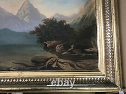 Large Antique L. H Stafford 1876 Castle By The Sea Oil Painting Signed/Framed
