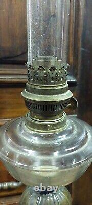 Large Antique Light To Oil Bronze & Glass Nineteenth Century